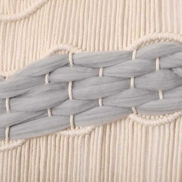 Coastline Ocean Macrame Woven Handmade Craft Mid Century Modern Hang Wall Decor - Picture 3 of 6